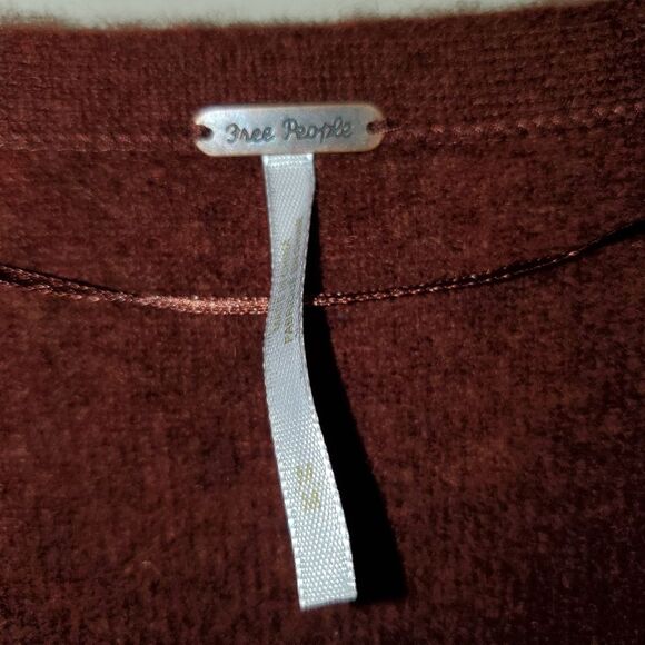 Free People Harmony Cashmere V Neck Pull Over Sweater Rust Orange Red Medium - Picture 8 of 11
